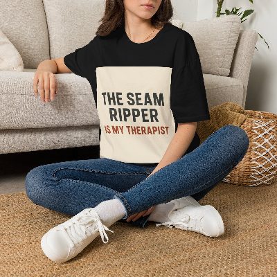 The Seam Ripper Is My Therapist — Black view